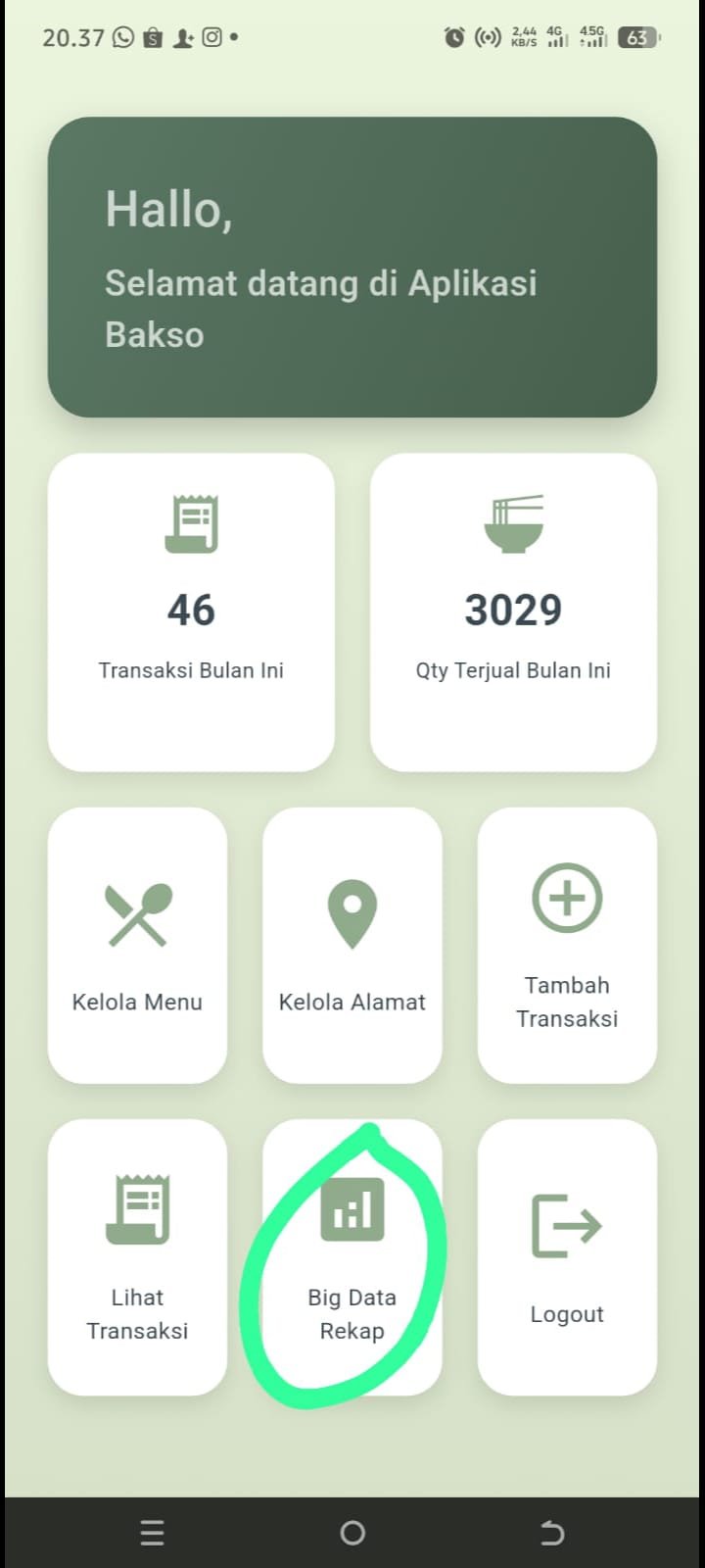 Aplikasi Rekap Pesanan baso